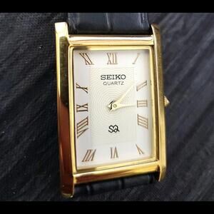 NOS Seiko GOLD White Dial New Batt & Movt Men's SEIKO Tank Watch